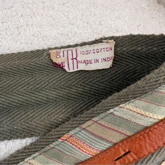 Olive Green Cotton Belt With Wooden Buckle - Picture 7 of 7